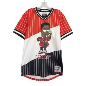 FRPLY New Phone Who Dis Graphic T-Shirt Men M Red/Black Bart Simpson Street Punk